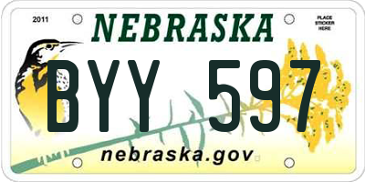 NE license plate BYY597