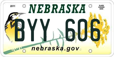 NE license plate BYY606