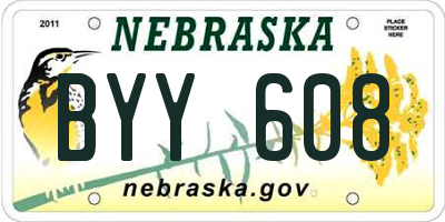 NE license plate BYY608