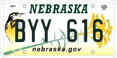 NE license plate BYY616