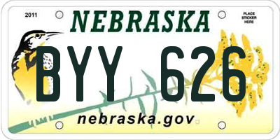 NE license plate BYY626