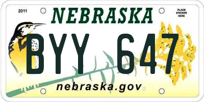 NE license plate BYY647