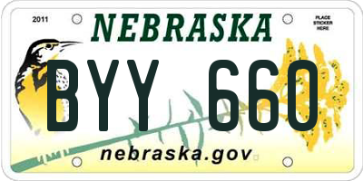 NE license plate BYY660
