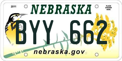 NE license plate BYY662