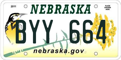 NE license plate BYY664