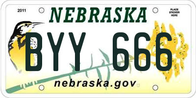 NE license plate BYY666