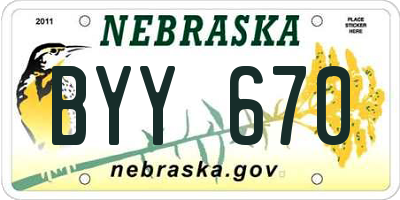 NE license plate BYY670
