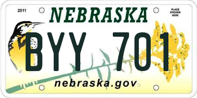 NE license plate BYY701