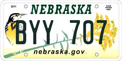 NE license plate BYY707