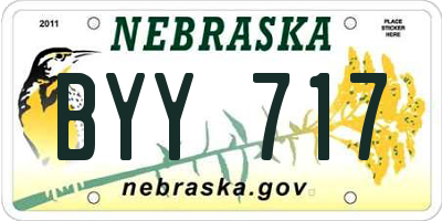 NE license plate BYY717