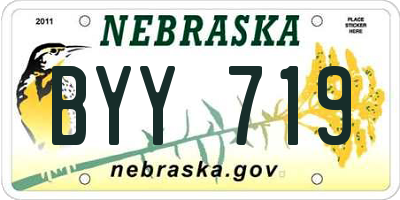 NE license plate BYY719