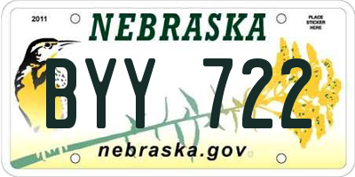 NE license plate BYY722