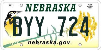 NE license plate BYY724