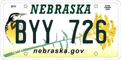 NE license plate BYY726