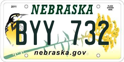 NE license plate BYY732