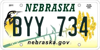 NE license plate BYY734