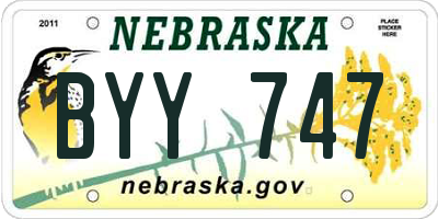 NE license plate BYY747