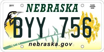 NE license plate BYY756