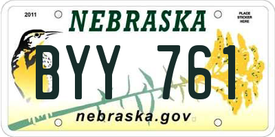 NE license plate BYY761