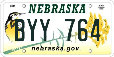 NE license plate BYY764