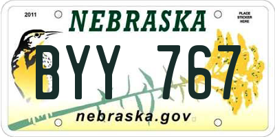 NE license plate BYY767