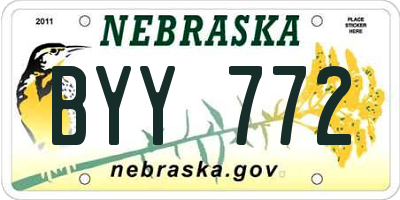 NE license plate BYY772