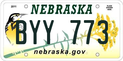 NE license plate BYY773