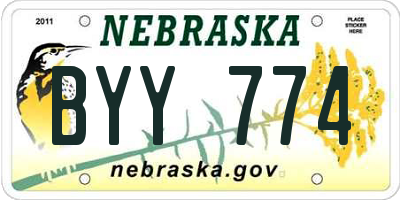 NE license plate BYY774