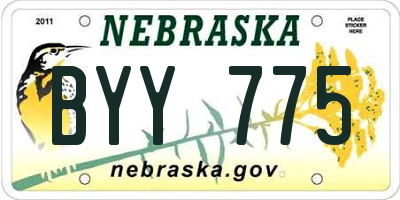 NE license plate BYY775
