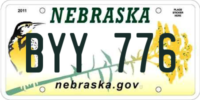 NE license plate BYY776