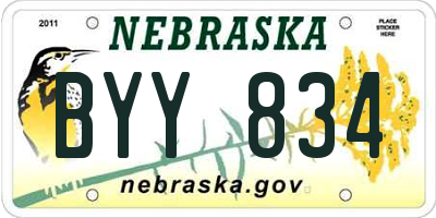 NE license plate BYY834