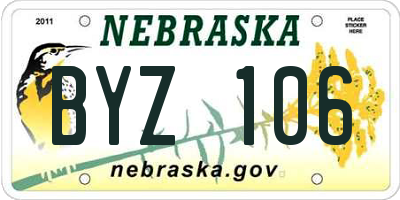 NE license plate BYZ106