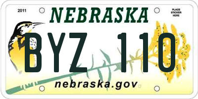 NE license plate BYZ110