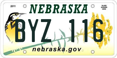 NE license plate BYZ116