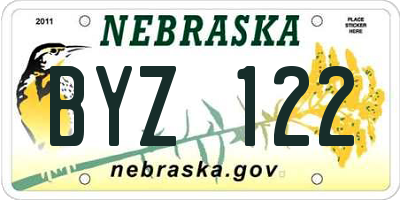 NE license plate BYZ122