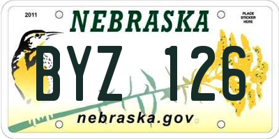 NE license plate BYZ126