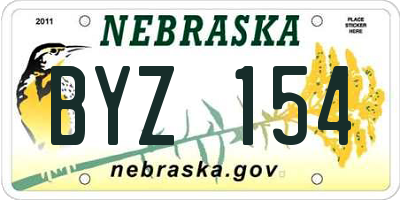 NE license plate BYZ154