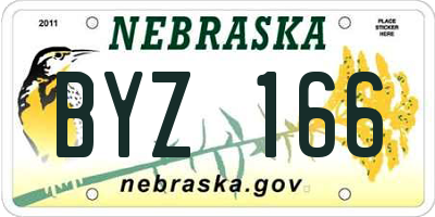 NE license plate BYZ166