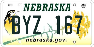NE license plate BYZ167