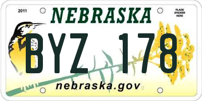 NE license plate BYZ178