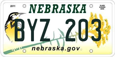 NE license plate BYZ203