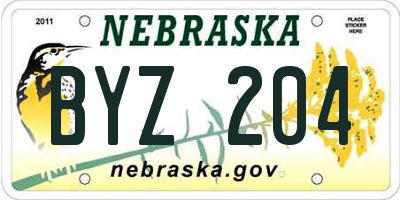 NE license plate BYZ204