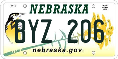 NE license plate BYZ206