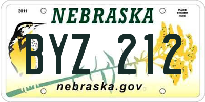 NE license plate BYZ212