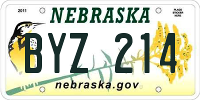 NE license plate BYZ214