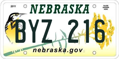 NE license plate BYZ216