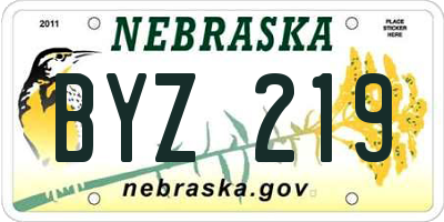 NE license plate BYZ219