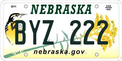 NE license plate BYZ222