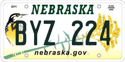 NE license plate BYZ224