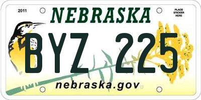 NE license plate BYZ225